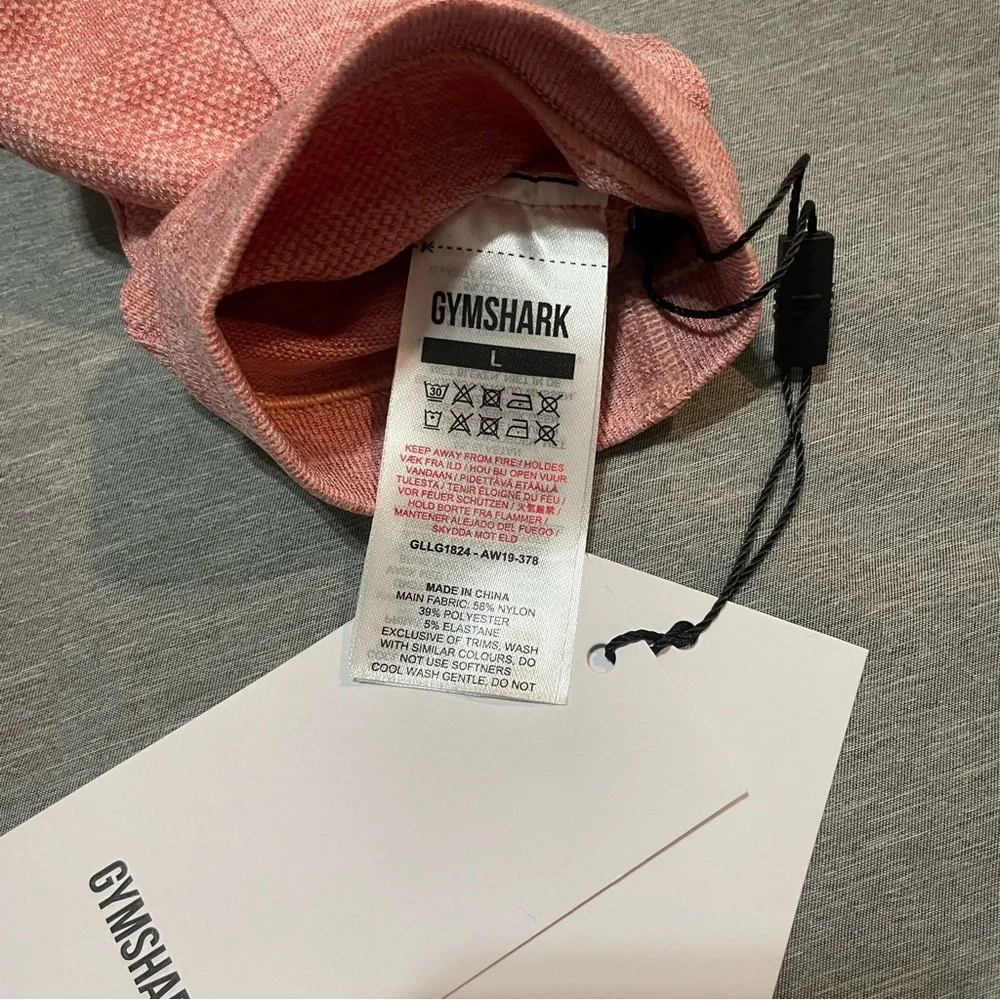 NWT Gymshark High Waisted Flex Leggings Pink Heathered Large Seamless Workout - Picture 6 of 8